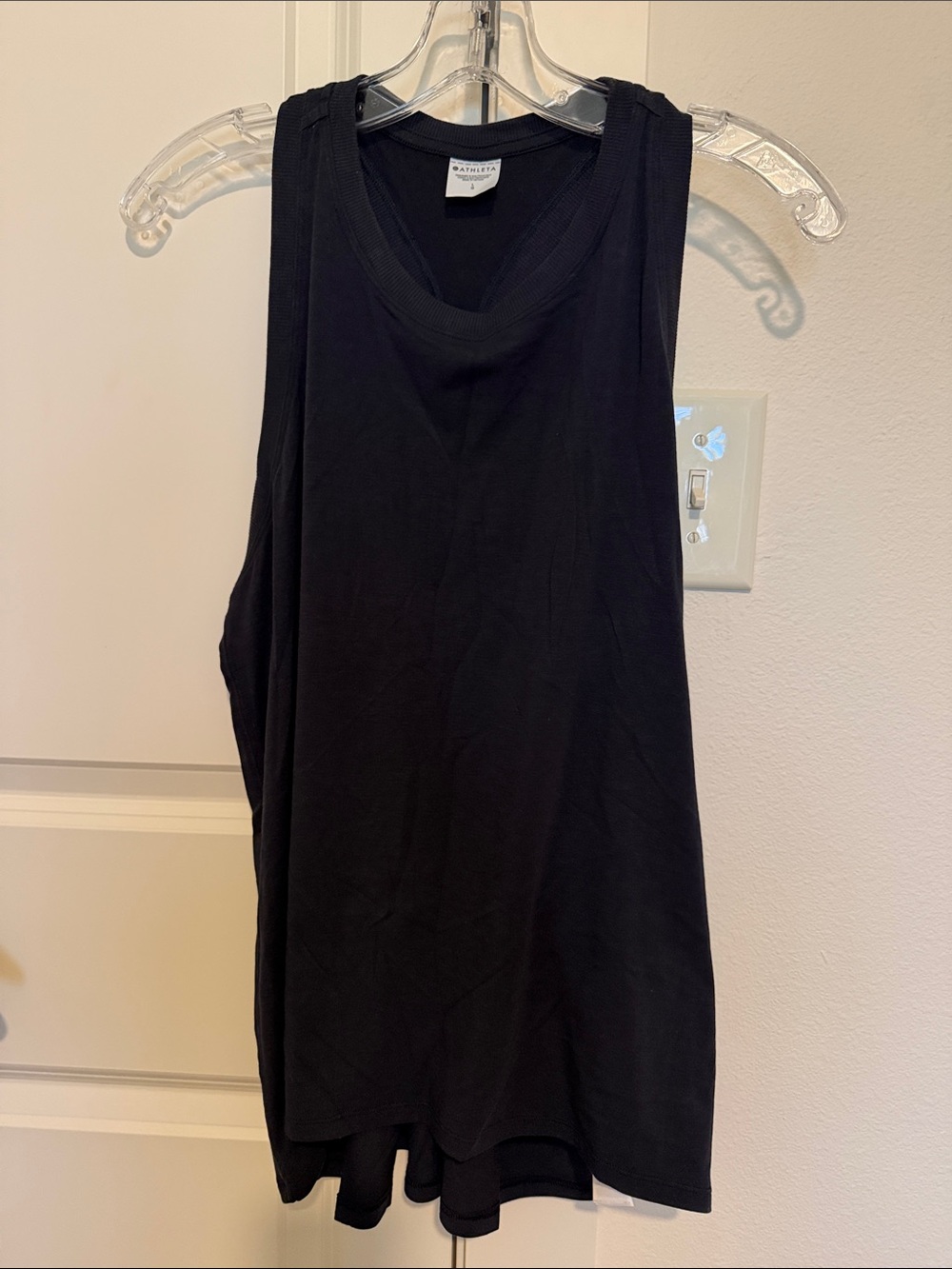 Athleta Black Sleeveless Ribbed-Trim Workout Tank